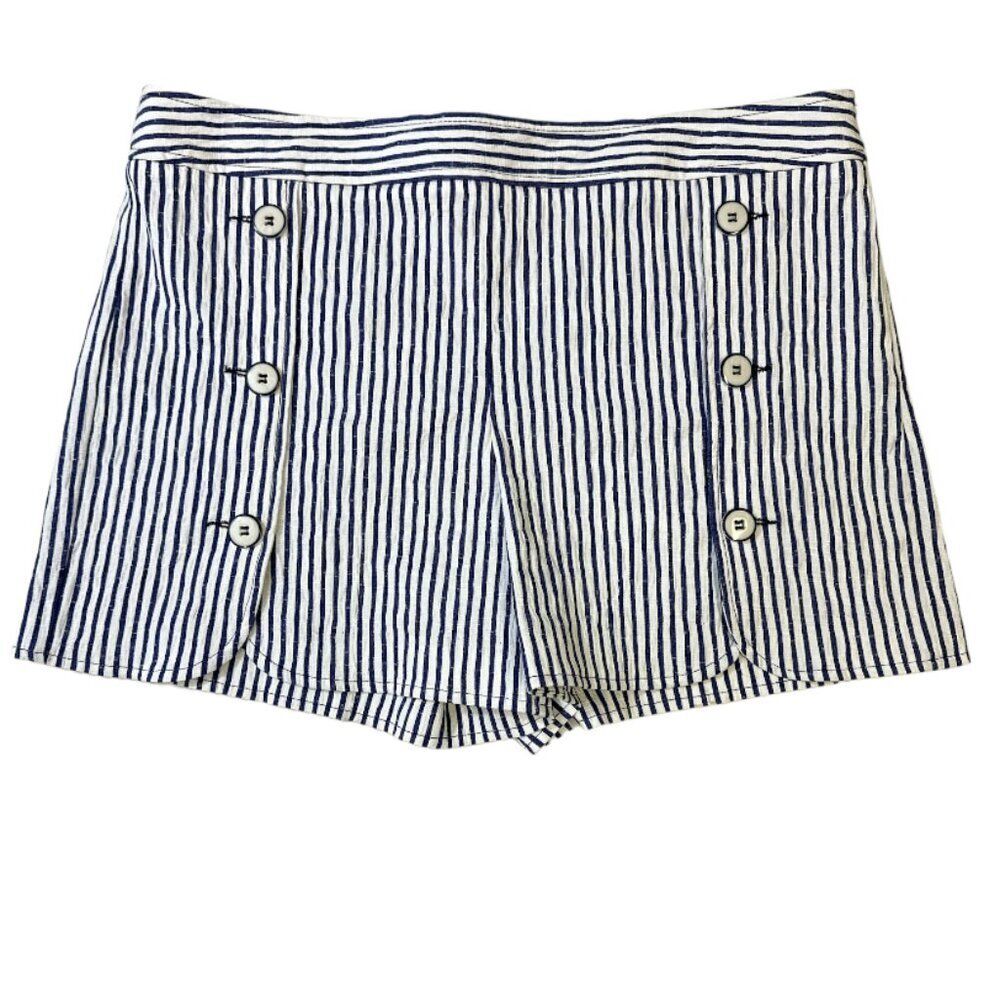 Trina Turk Stripe Shorts Size 12 Navy White Nautical Sailor Beach